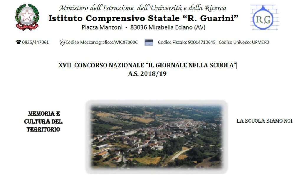 Istituto Comprensivo Statale “R. Guarini”- Concorso nazionale “ Il giornale nella scuola” XVII Edizione.